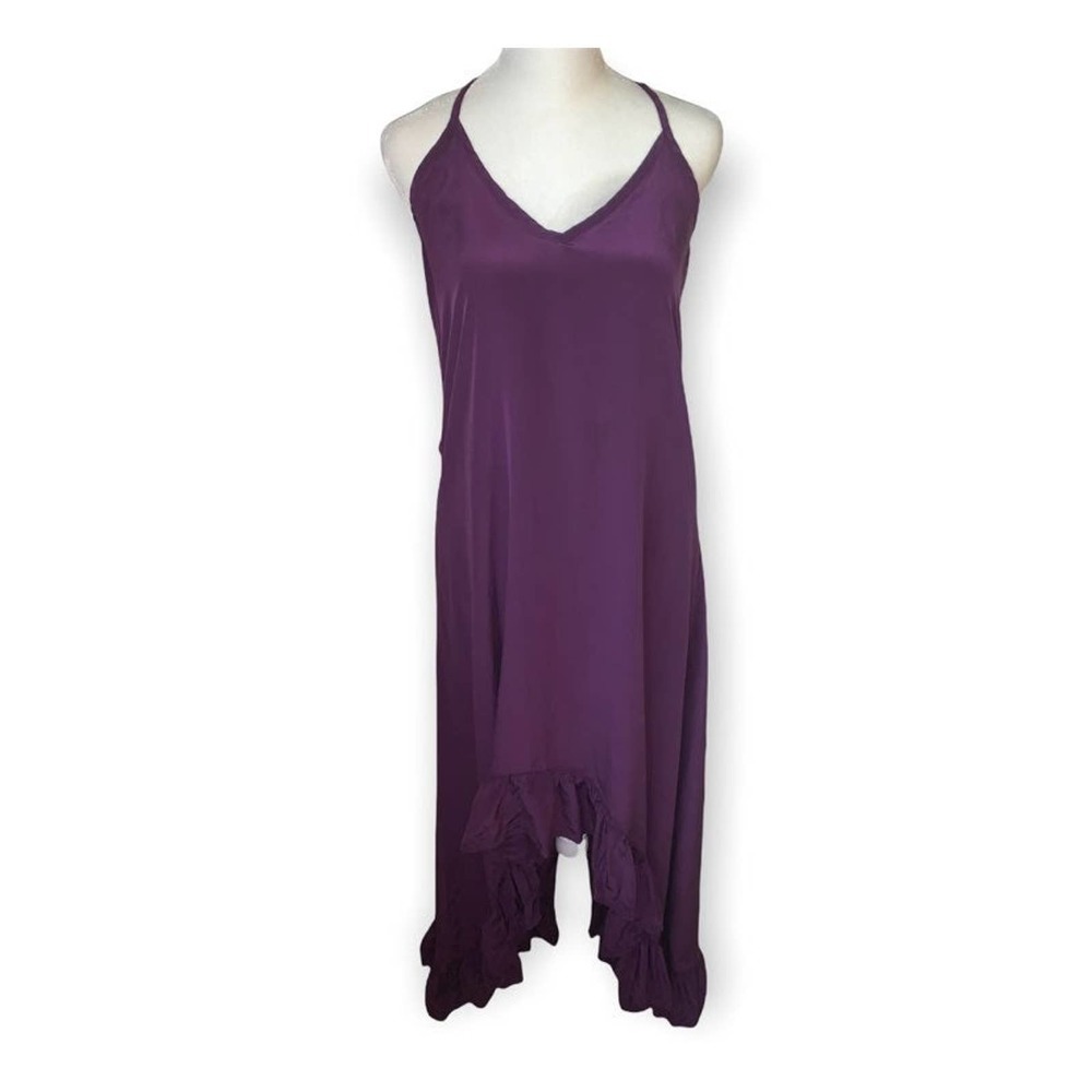 Karina Grimaldi 100% Silk Hi Low Ruffle Dress